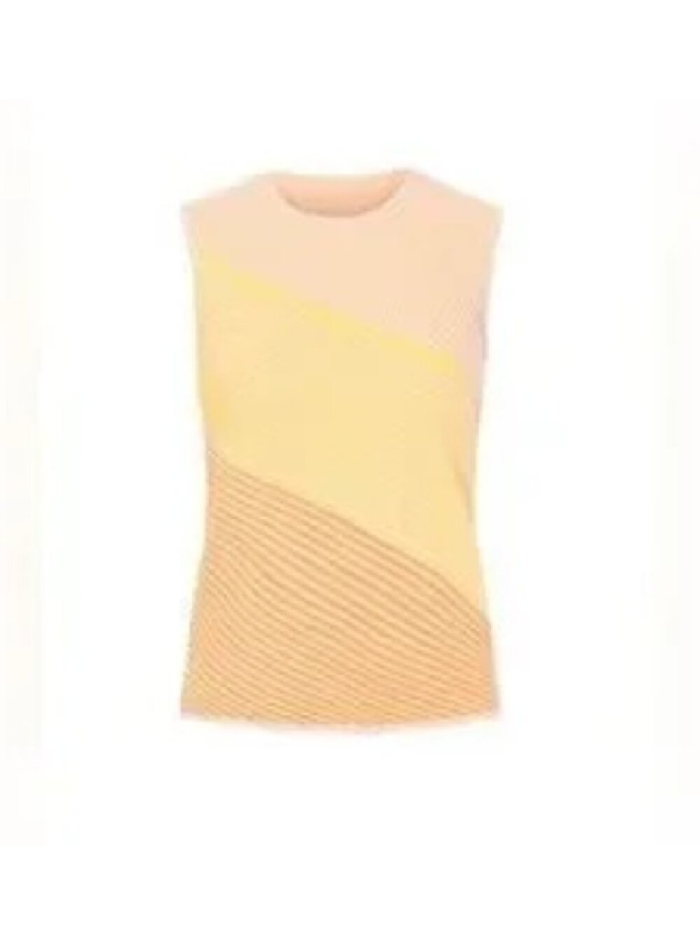 Saunders Collective Biyah sleeveless fine gauge top in peach & lemon tuckstitch